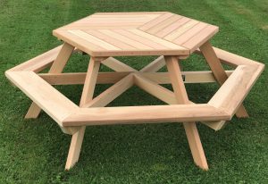 44" Hexagon Top Cedar Picnic Table