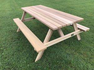 6' Cedar Picnic Table with Attached Seats