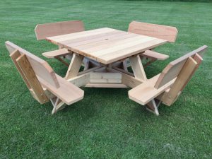 Cedar 45" Top Square Top Picnic Table Seats 8 Adults